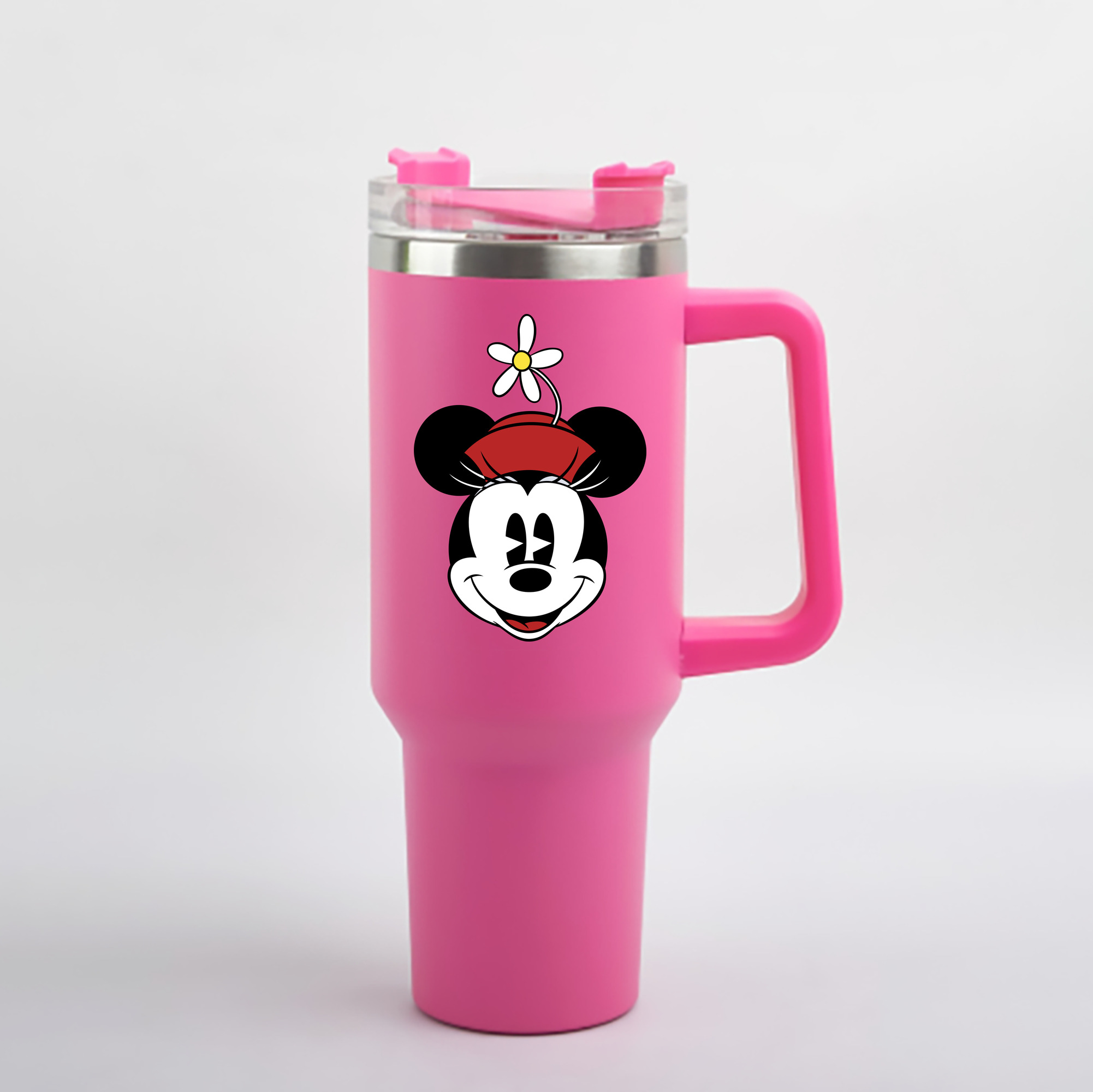 （画像用） ミッキーマウス Mickey Mouse 1200mL車用タンブラー - クリスタルステッカー（プラスチックストロー付き）